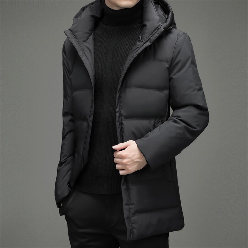 男士商务休闲中长款羽绒服冬季新款可拆卸帽加厚保暖外套中年男装,男装羽绒服,电商B212（原钱塘6029）