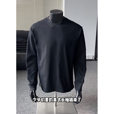 大货潮秋季新款背面文字印花圆领螺口长袖T恤打底衫CT610-P35，男装T恤，电商C310