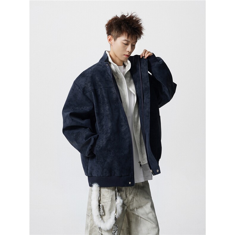 内里扎染卫衣假两件M-5XL大码面层PU皮男夹克JK78108P85控138，男装夹克，星座227-7