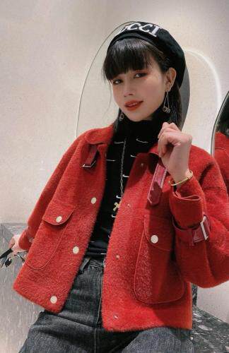 时尚洋气翻领机车短外套夹克外套，女装短外套，茗格拉