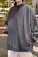 麂皮绒立领夹克男宽松落肩纯色上衣外套JK720-P68，男装夹克，星座1204-3