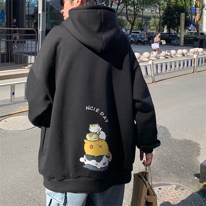 WY2090-P40纯棉连帽卫衣男大码运动帽衫宽松薄外套男,男装卫衣,电商A040