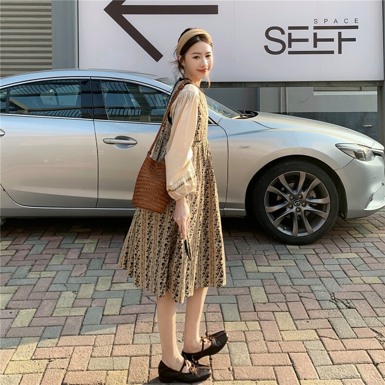 新款法式复古碎花背心连衣裙套装女2C282-215P175K288,女装套装/套裙,2C282