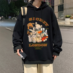 WY2216-P35  纯棉连帽卫衣男大码运动帽衫宽松薄外套男图片