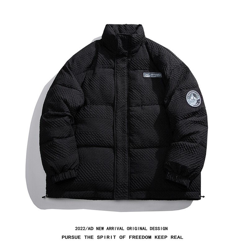 白底22冬季新款特殊材质贴标设计感纯色立领羽绒服YR201P245控298,男装羽绒服,电商A247-1