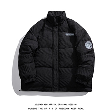 白底22冬季新款特殊材质贴标设计感纯色立领羽绒服YR201P245控298，男装羽绒服，电商A247-1