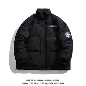 白底22冬季新款特殊材质贴标设计感纯色立领羽绒服YR201P245控298图片