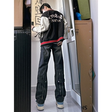 B221美式ins高街小众拉链直筒牛仔裤LK23028-P60控78，男装牛仔裤，电商B221