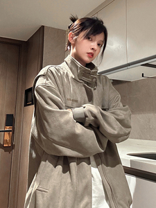 麂皮绒宽松痞帅美式复古外套潮牌男春秋欧美街头oversize情侣夹克图片