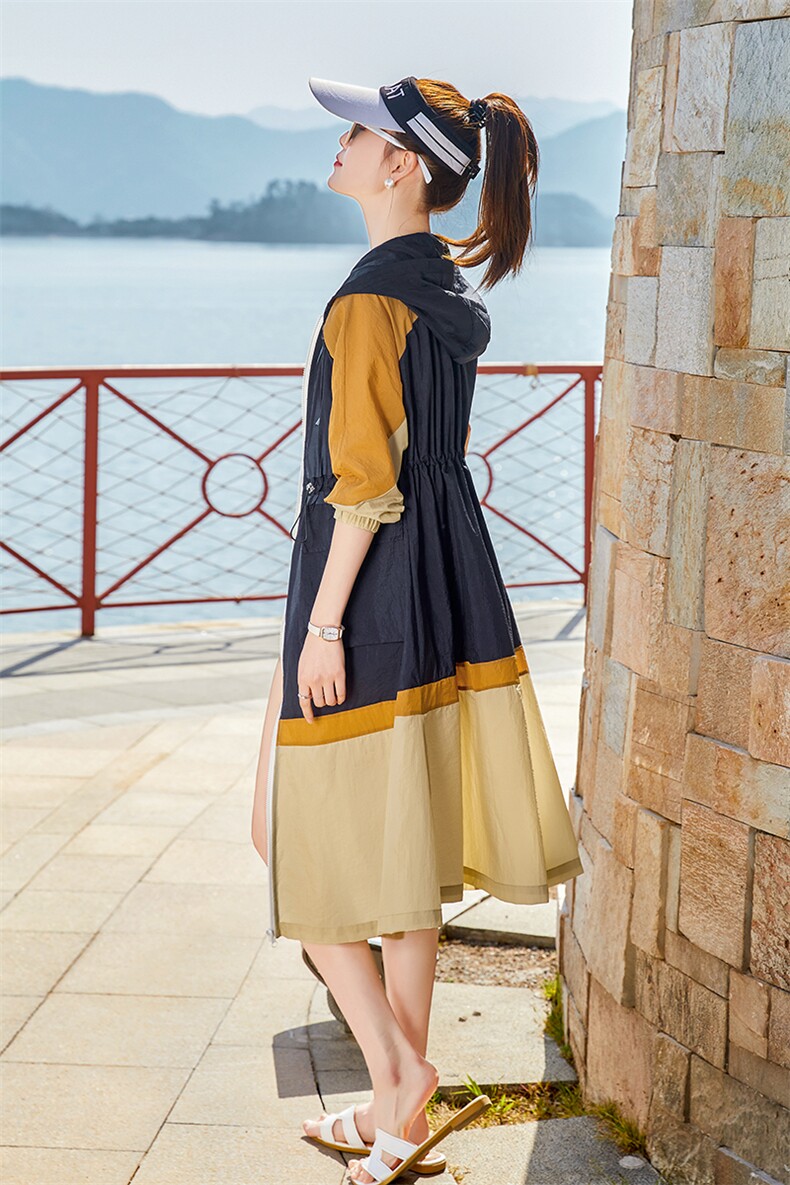拼色防晒衣女款夏季2023新款大码时尚防晒服轻薄透气开衫外套,女装防晒衣,可可小西
