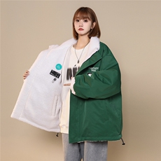 中性22冬季新品两面穿羊羔毛拼接立领保暖棉衣外套MY228P135控168，男装棉衣，A247A