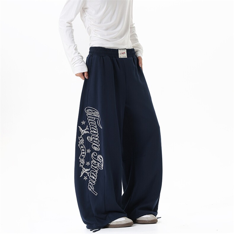 【现货】XZ1218(原611-3)BKW06特价P54美式复古刺绣宽松卫裤,男装休闲裤,星座1218（原611-3）