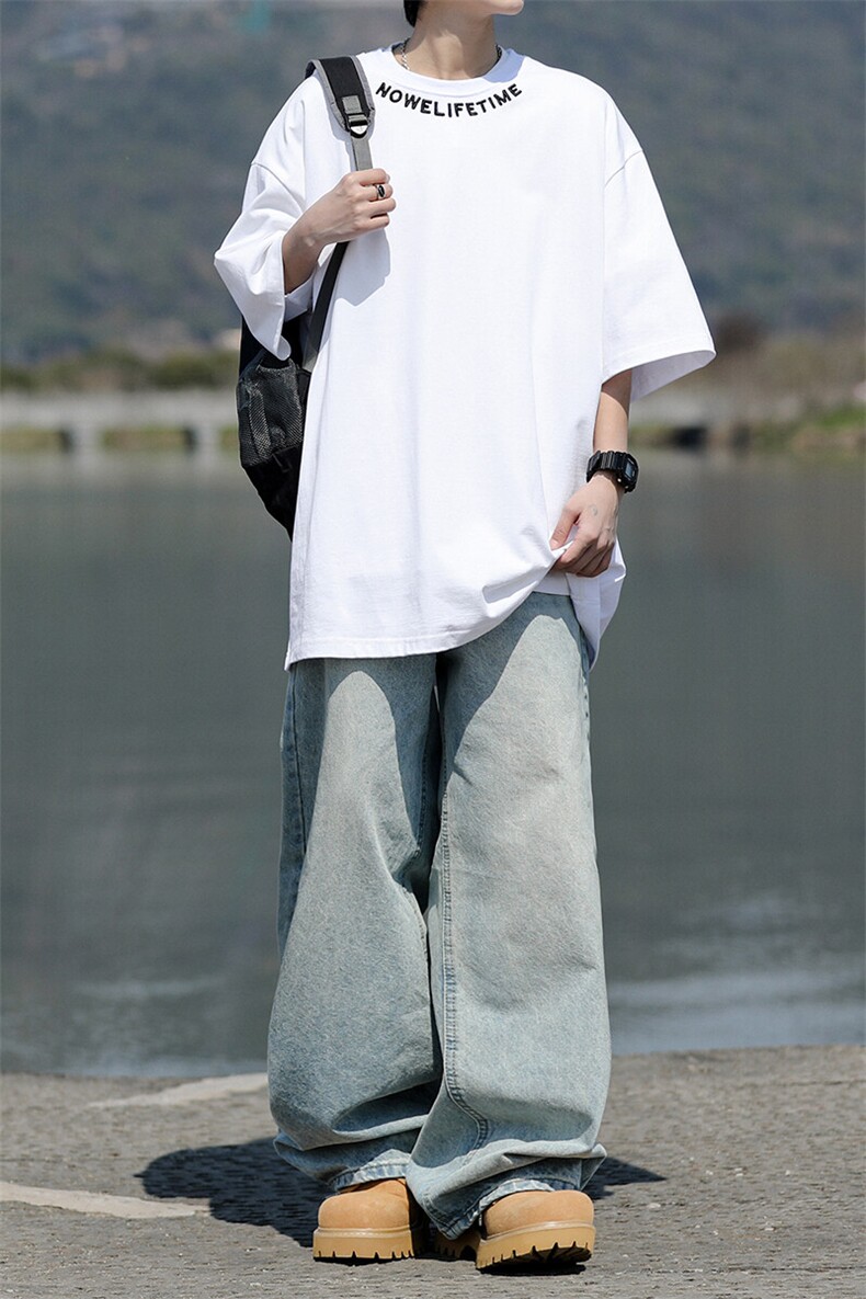 8XL-M特大码正肩纯棉短袖t恤男夏季刺绣上衣白色内搭打底DX309P35,男装T恤,电商D206-1