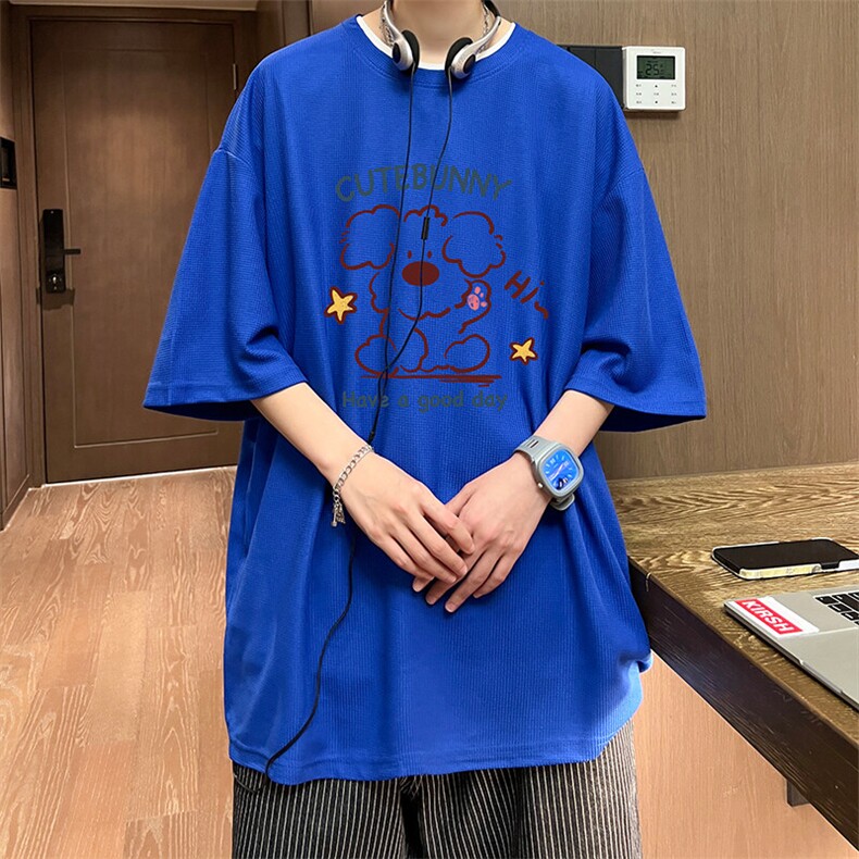 华夫格t恤男短袖男大码五分袖大皂风HT73434-P22,男装T恤,电商A040