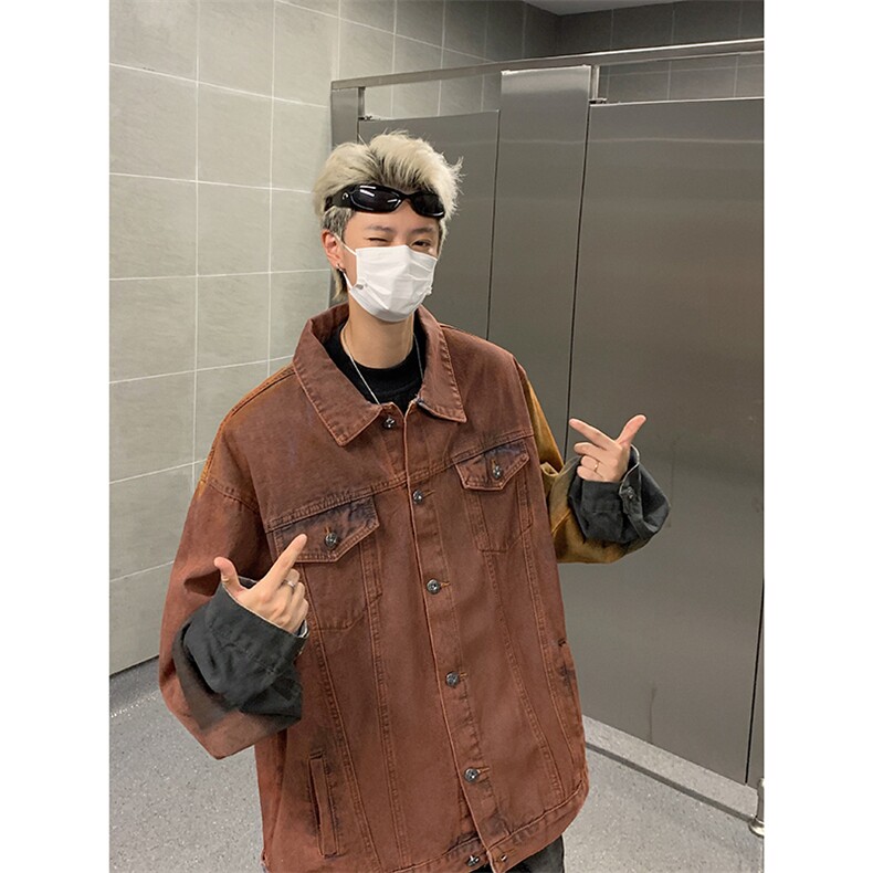 春秋季新款渐变牛仔外套潮牌美式休闲百搭夹克,男装工装外套,星座410-6（原星座1304-1）
