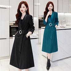 2023年新款英伦中长垂感时尚优雅轻奢风收腰气质显瘦洋气减龄风衣，女装风衣，时尚俏佳人