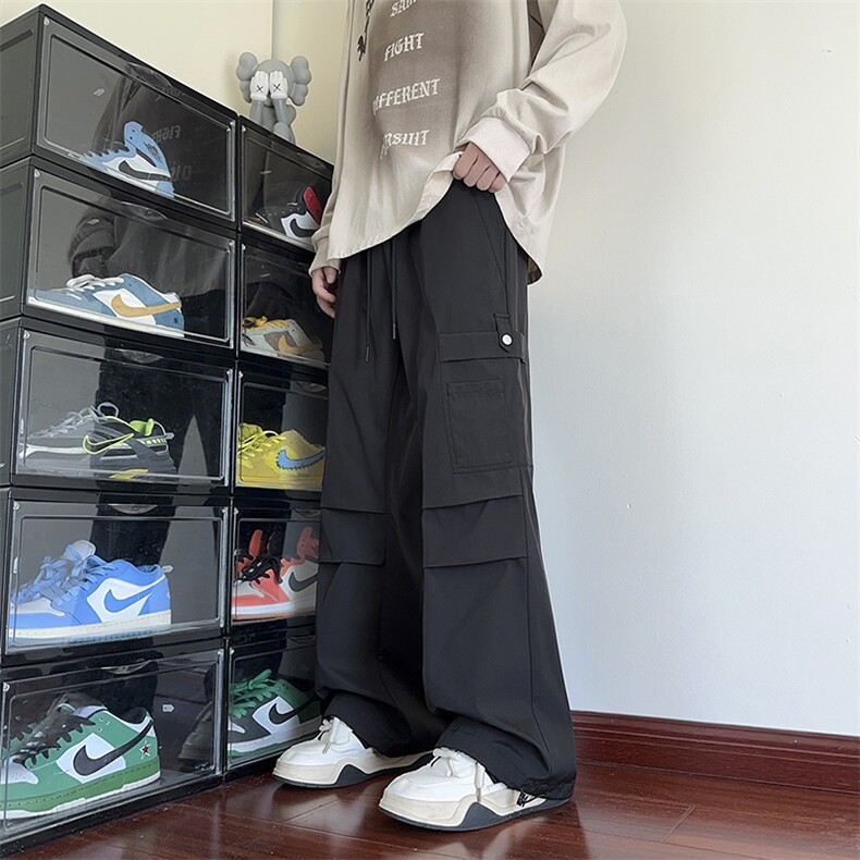 KP858 P50港风休闲裤直筒拖地裤束脚裤卫裤图片