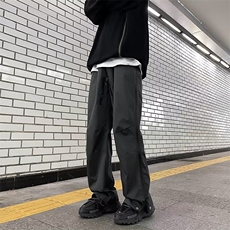 休闲裤男韩版潮流侧边拉链开衩口袋高街2024春季ins长裤K4676-P43，男装休闲裤，星座412-2