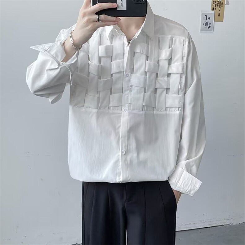 纯色设计感小众衣服男士长袖衬衫青少年秋季男衬衫网图CS765-p40,男装衬衫,星座302B-3