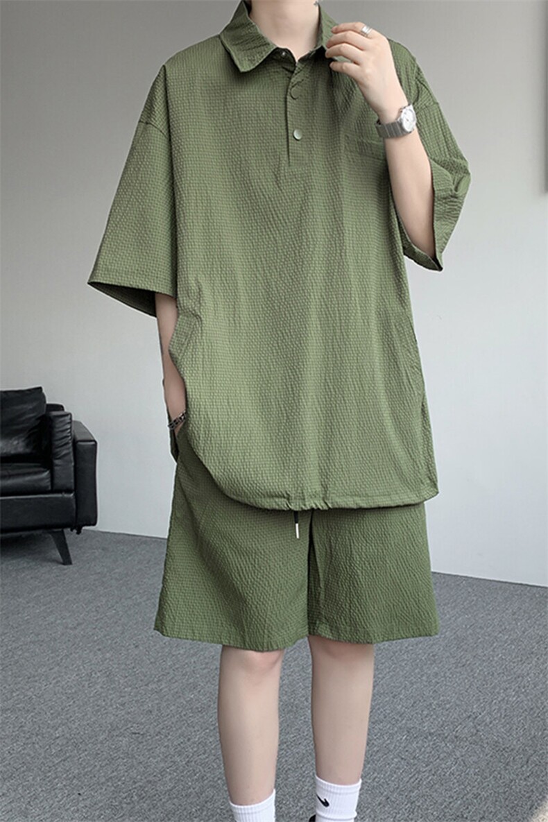 8XL-M日系工装短袖衬衫男夏季POLO衫t恤休闲运动套装TZ38004特P55,男装Polo衫,电商B312