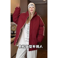 港风舒适三条杠拼接连帽棉服男青少年防泼水棉衣M2910特P75控108，男装棉衣，电商A001