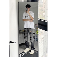 美式ins高街小众夏季破洞牛仔裤货号K729P60，男装牛仔裤，电商A063
