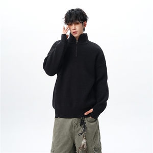 8XL-M立领半拉链毛衣男大码慵懒风宽松日系针织衫外套MY19002P78图片