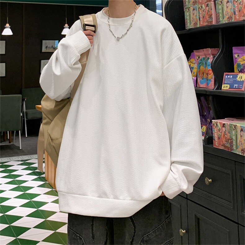 W107/P35春装新款现货卫衣男T恤潮流宽松圆领大码休闲外套ins潮，男装T恤，电商基地A050