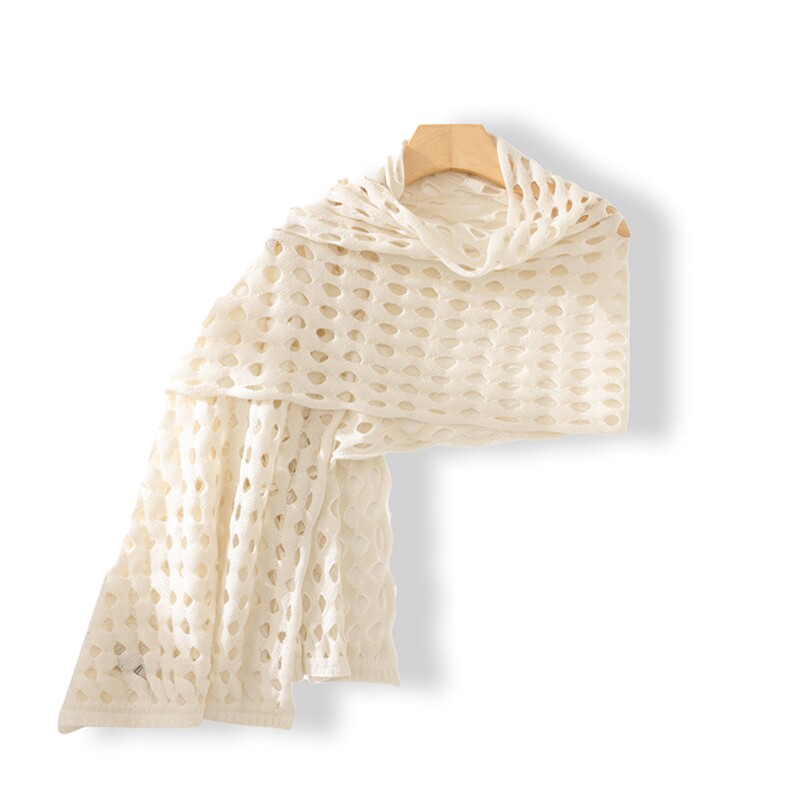 2025年秋季新款百搭女士镂空洞洞围巾，围巾，绒上羊绒