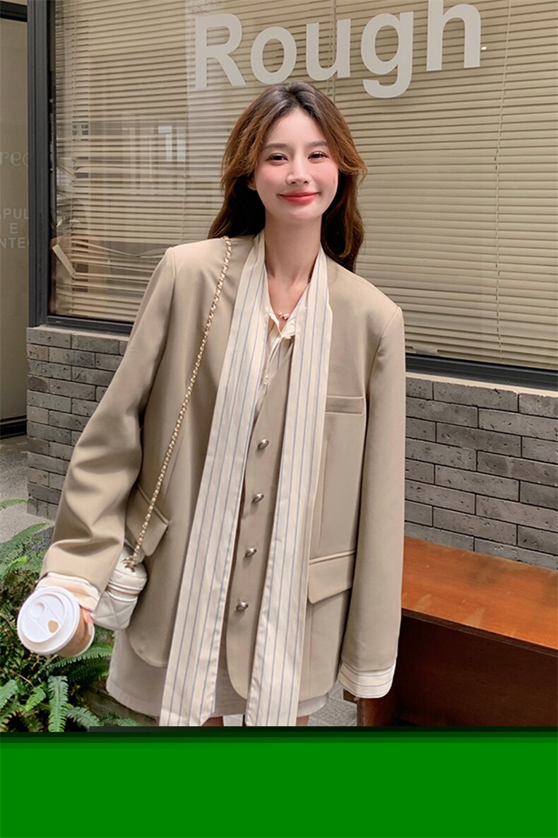 法式小香风蝴蝶结西装外套女2024秋季新款温柔风气质小个子小西服,女装西装,2C029