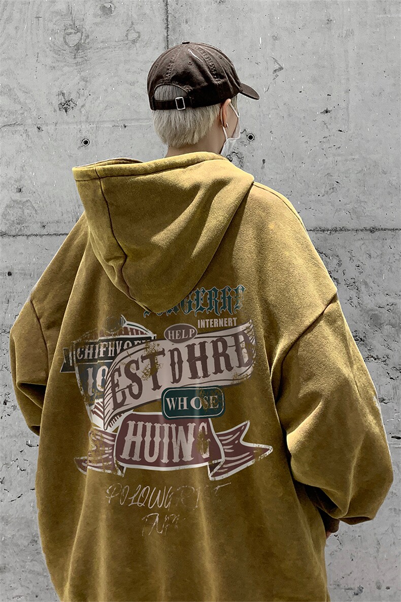 男装做旧加厚连帽卫衣23秋冬季机车印花男生外套XZ514-2-6676-P78,男装工装外套,星座514-2(原B239)