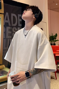 ！2025夏季新款男士烧花麂皮绒短袖T恤半袖TL2408特P25控48图片