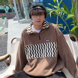 卫衣男春秋潮流宽松半拉链翻领polo衫港风潮牌休闲薄款外套图片