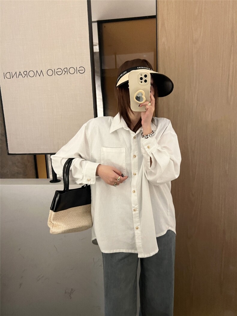 2025百搭时尚简约亚麻衬衫女夏季高端欧货宽松版衬衣,女装衬衫,湘姗