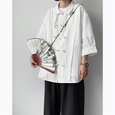 新中式衬衫男士港风潮流文艺帅百搭2024夏季新款ins外套CY707-P43，男装衬衫，星座412-2