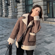 冬季新款帅气机车皮毛一体棉服190F2255P185K268，女装毛呢外套，2B190