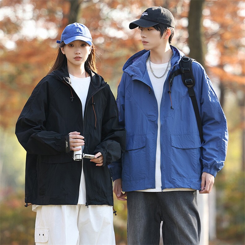 男士防晒衣连帽情侣休闲外套宽松夹克春夏户外潮流A266-FS001-P35，男装防晒衣，电商A266