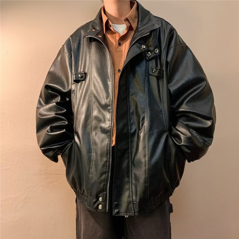 新款文艺日系皮衣百搭立领仿皮皮衣时尚春季W9227P75图片