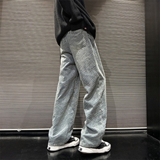 流星纹怀旧蓝阔腿直筒宽松牛仔裤拖地长裤XZ603-K812-P60控78，男装牛仔裤，星座603