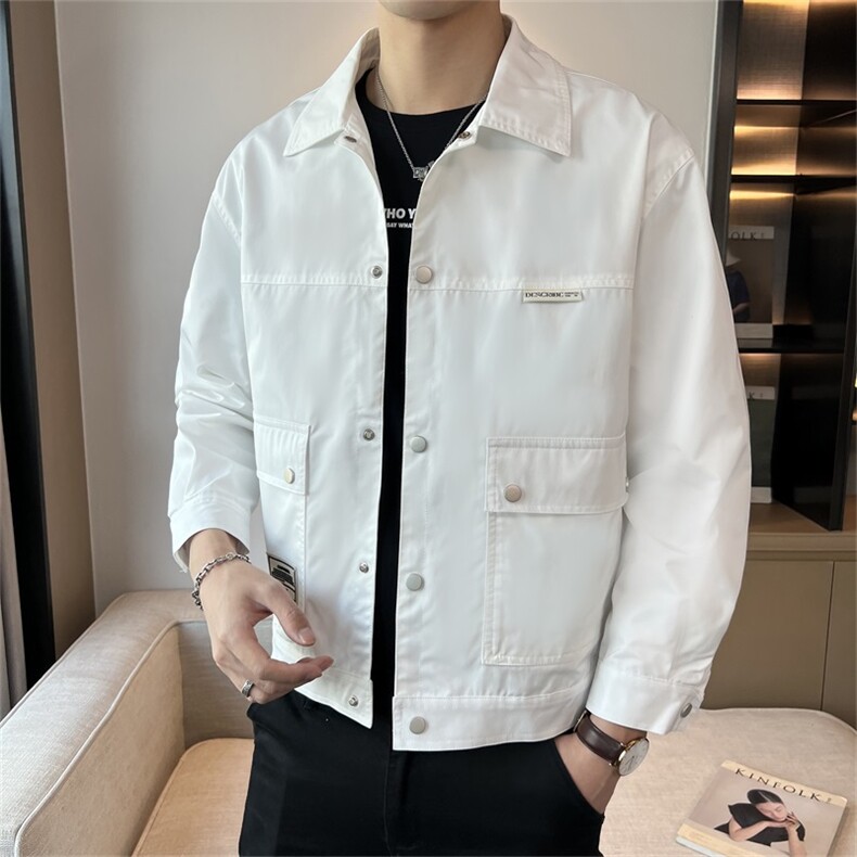 男士外套春秋韩版潮流时尚百搭上衣修身工装高级感夹克JK085-P95,男装夹克,电商A413