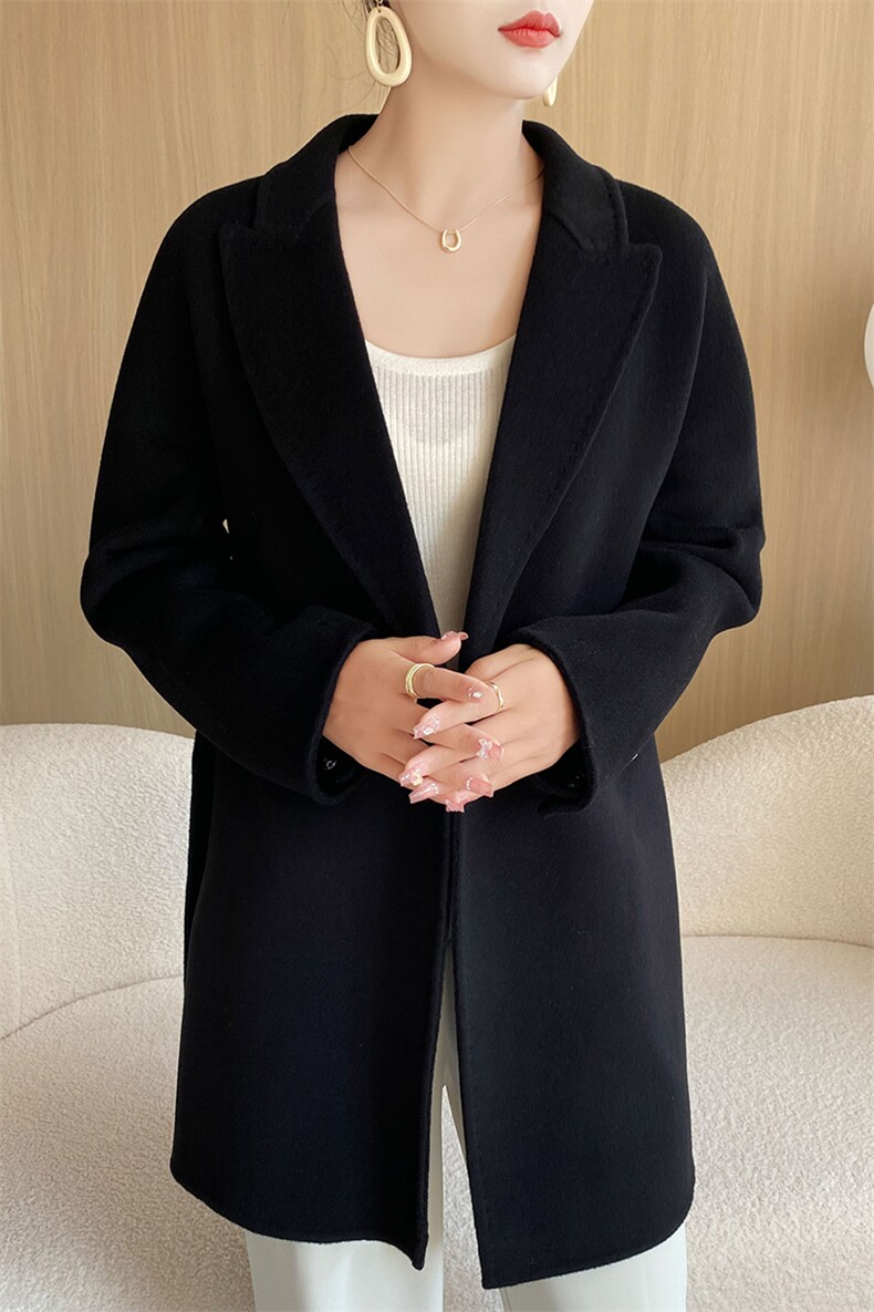 羊毛大衣女新款冬季韩版时尚流行羊毛呢子外套,女装双面呢大衣,召鑫羊绒双面呢