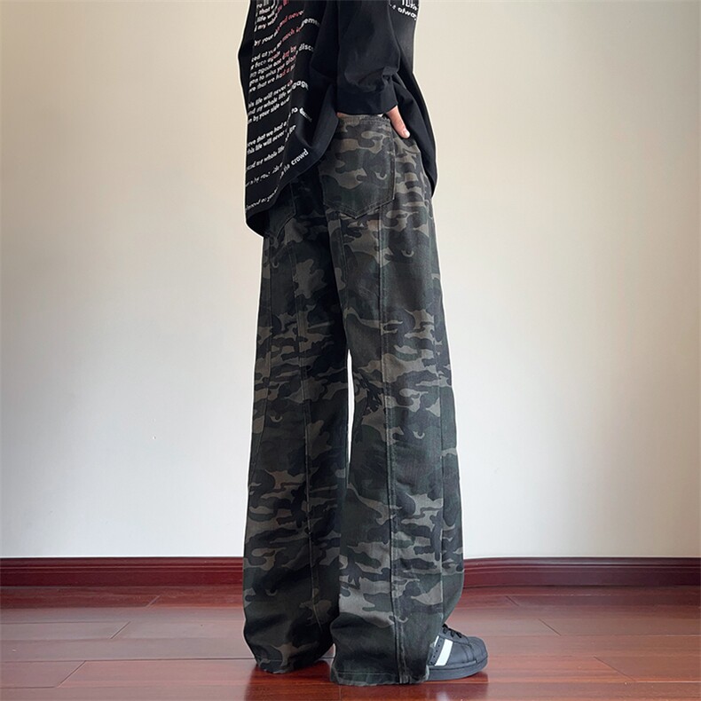 抖音品质秋季新款美式高街迷彩直筒牛仔裤B315-K114-p55控78,男装牛仔裤,电商B315