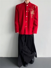 25新中式男士刺绣重工中山装婚服西装外套XZ190-P128，男装西服套装，电商B288