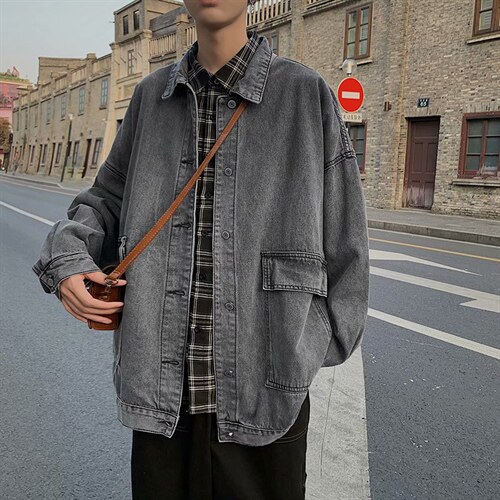 外套男春秋工装牛仔衣夹克2024年新款潮流港风潮牌宽松JK301-p65，男装夹克，星座1008-1