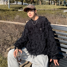 秋款男圆领套头毛衣流苏毛边针织衫外套M185P55，男装针织衫/毛衣，星座1013-1