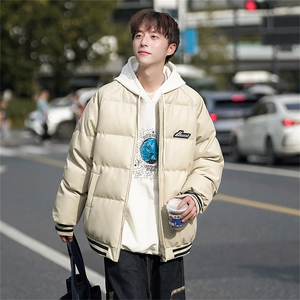 条纹拼接黑色皮棉衣男款冬季加厚美式pu皮棉服潮牌痞帅棒球服外套图片