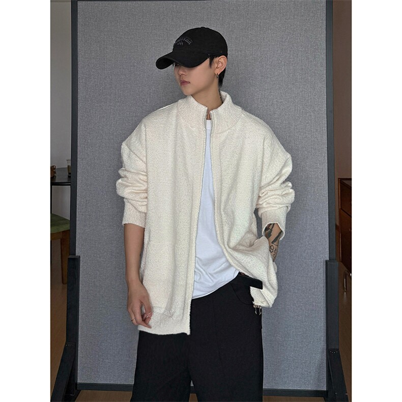 ?街头时髦松弛美学时尚上衣日系休闲极简宽松廓形毛衣HY863TP60，男装针织衫/毛衣，电商A102B