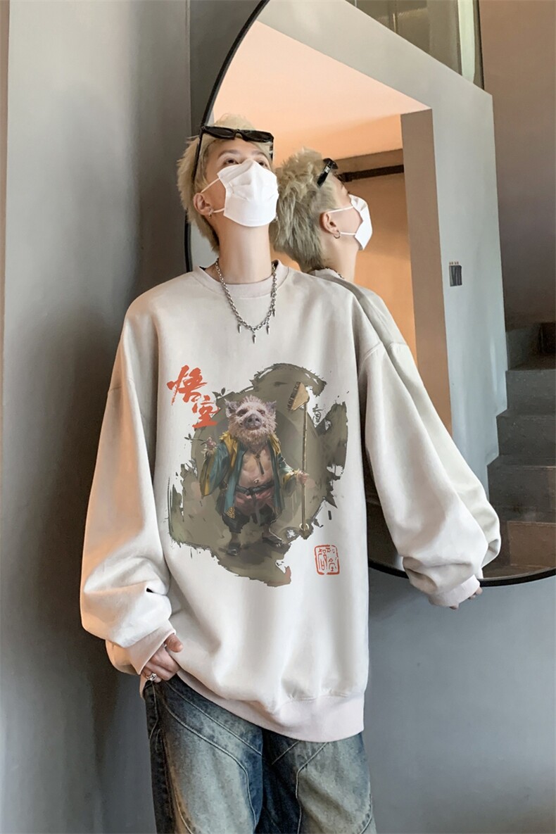 秋装复古美式水洗做旧重磅麂皮绒圆领卫衣301B-JB1511-p45,男装卫衣,星座301B