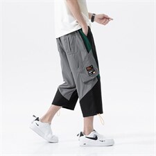 7XL~M大码港风七分裤2023夏季新款学生潮流工装男女休闲中裤控68,男装休闲裤,钱塘717(原712)