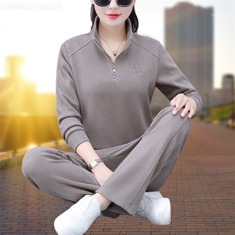 休闲运动套装女款2025新款春秋季韩版洋气减龄宽松高级感两件套，女装套装/套裙，燕颉服饰